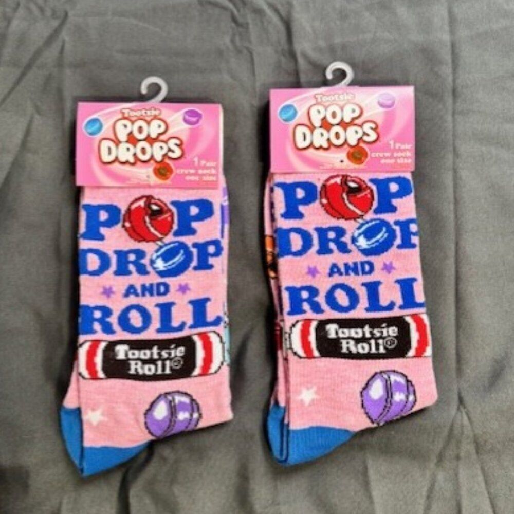 2 Pair Pop Drops Crew Socks Men's Shoe Size 6-12 Holiday Festive Christmas Gift